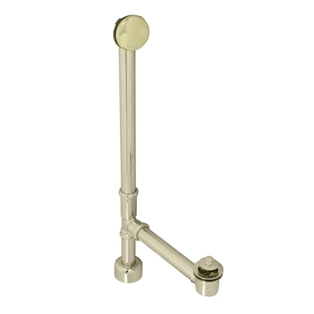Westbrass Illusionary No-Hole Overflow W/ Twist & Close Bath Waste - 22" Make-Up, 17 Ga. Tubing in Polished Br D3221HK-01